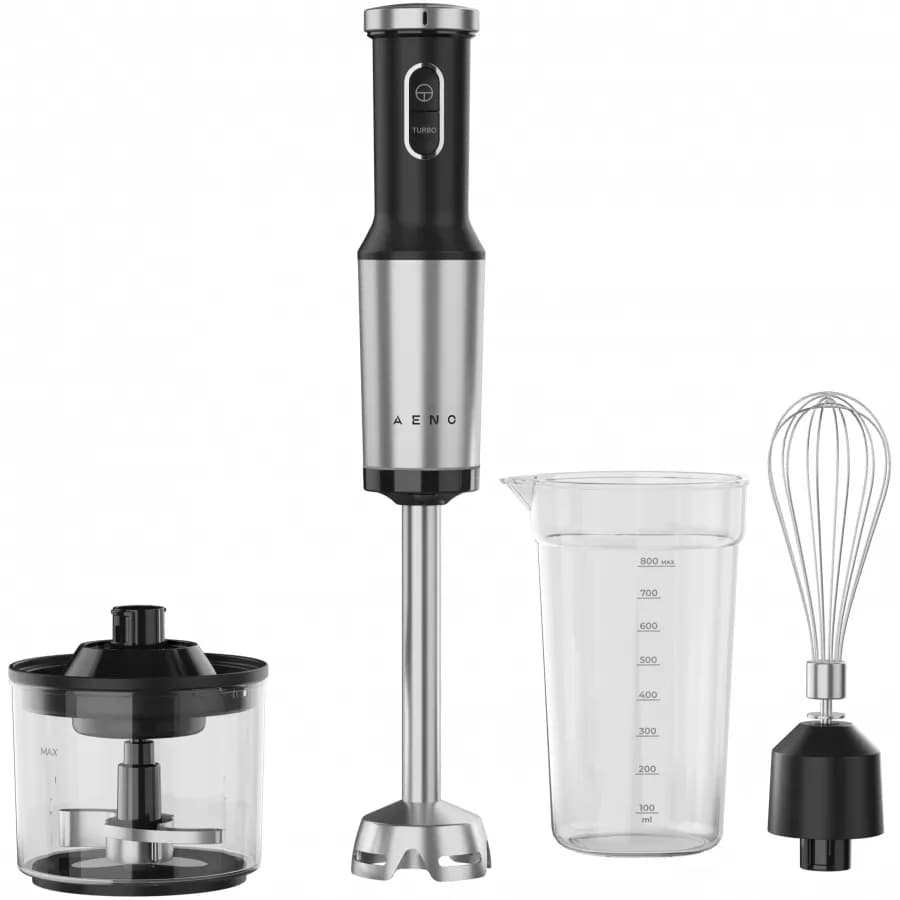AENO Hand Blender, 1200W in CB, Black, Tiger Teeth Cutter, Whisk, Food Processor, Cup